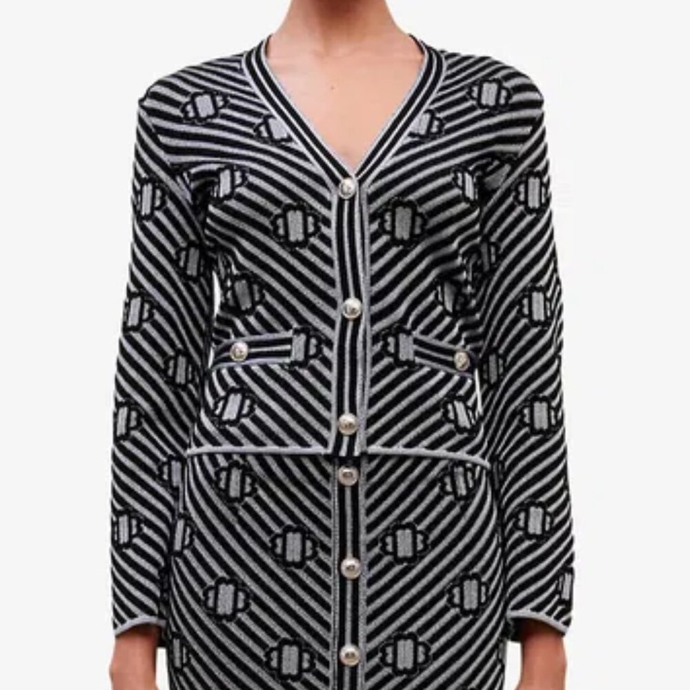 MAJE  Sparkly Murenne Clover-Print Knitted Cardigan